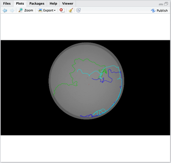 Trajectories of three ants tracked with `videoplayR`